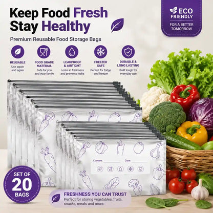 Reusable Aluminum Foil Zip Lock Bags | BPA Free (Pack of 20)