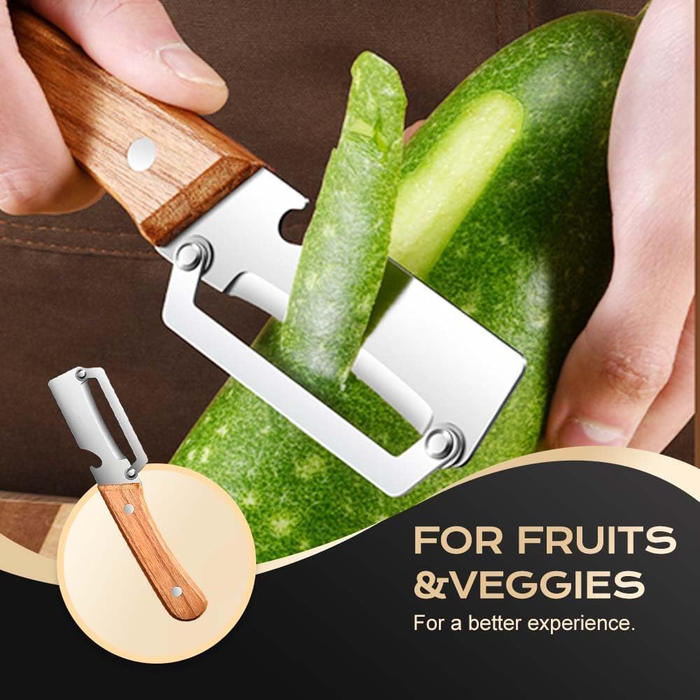 Stainless Steel Vegetable Peeler with Wooden Handle