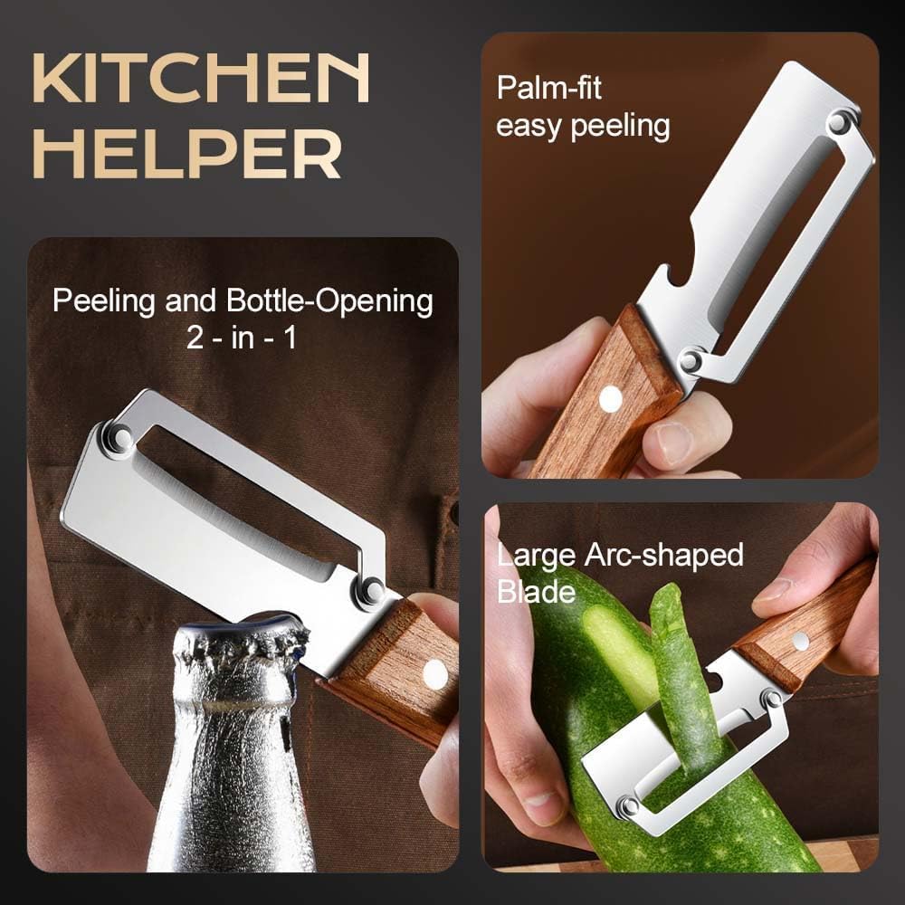 Stainless Steel Vegetable Peeler with Wooden Handle