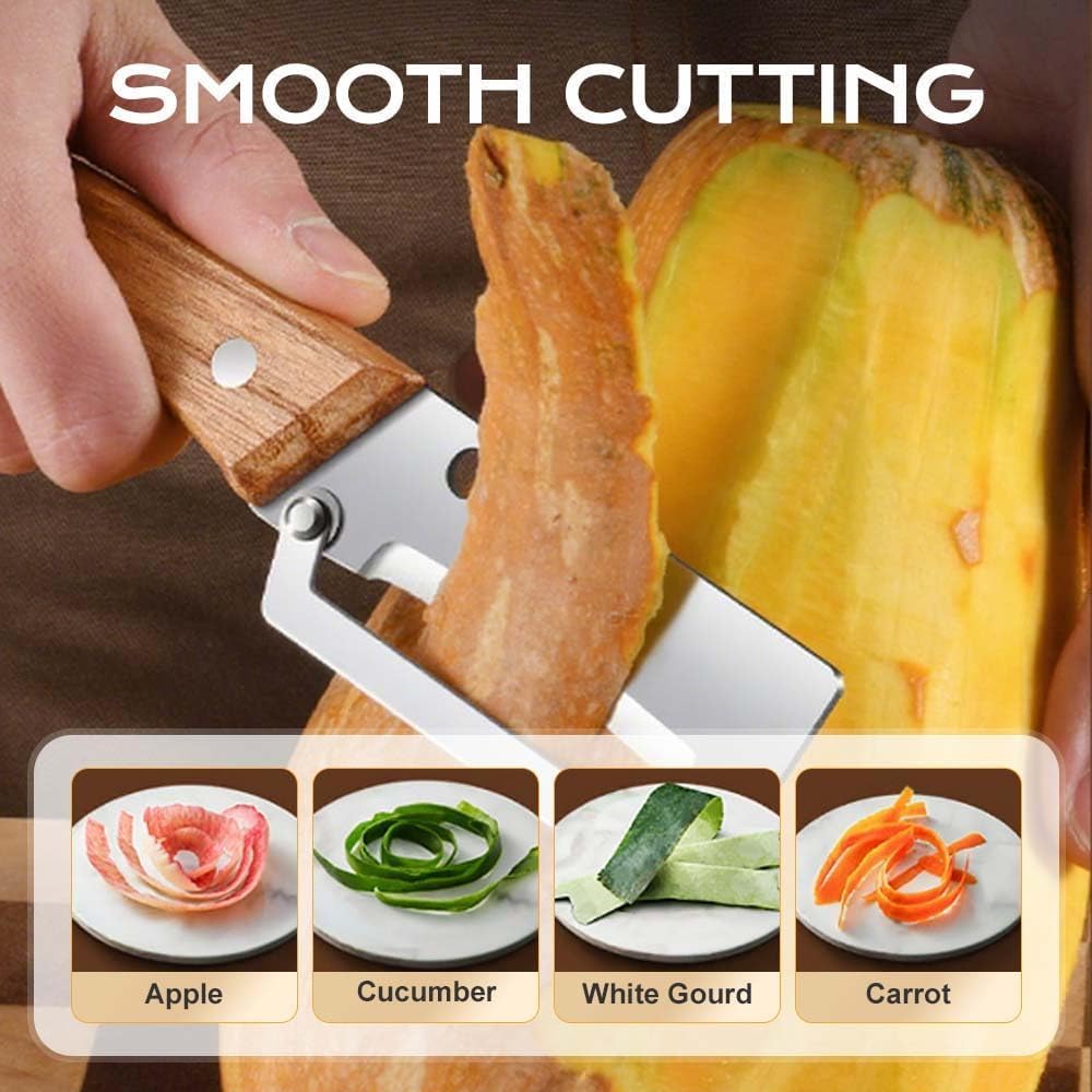 Stainless Steel Vegetable Peeler with Wooden Handle