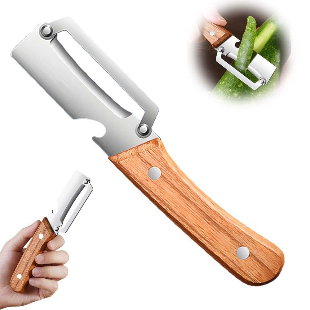 Stainless Steel Vegetable Peeler with Wooden Handle